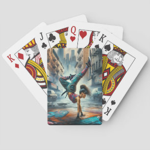 Breakdancer Vrouwen in actie New York silhouet Pokerkaarten