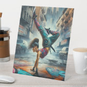 Breakdancer Vrouwen in actie New York silhouet Reclamebord Met Voetstuk (Insitu)