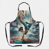 Breakdancer Vrouwen in actie New York silhouet Schort (Voorkant)