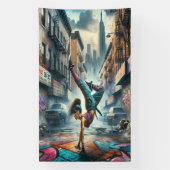 Breakdancer Vrouwen in actie New York silhouet Spandoek (Verticaal)