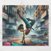 Breakdancer Vrouwen in actie New York silhouet Sparkling Wijnetiket (Enkel label)