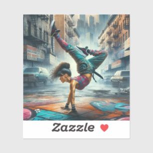 Breakdancer Vrouwen in actie New York silhouet Sticker