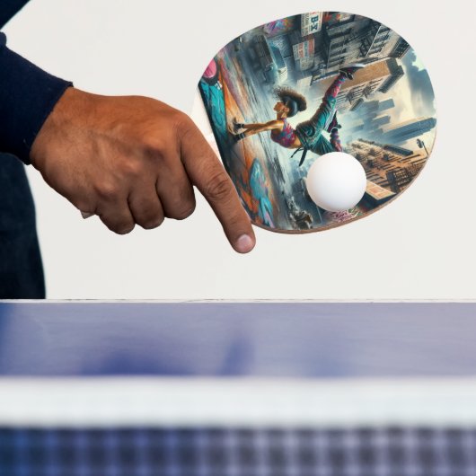 Breakdancer Vrouwen in actie New York silhouet Tafeltennisbatje (Insitu)