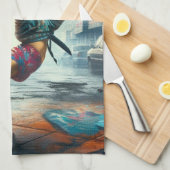 Breakdancer Vrouwen in actie New York silhouet Theedoek (Quarter Fold)