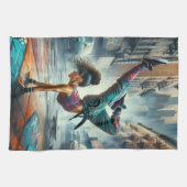 Breakdancer Vrouwen in actie New York silhouet Theedoek (Horizontaal)