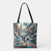 Breakdancer Vrouwen in actie New York silhouet Tote Bag (Achterkant)