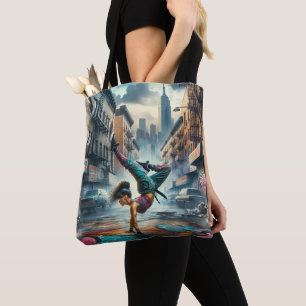 Breakdancer Vrouwen in actie New York silhouet Tote Bag