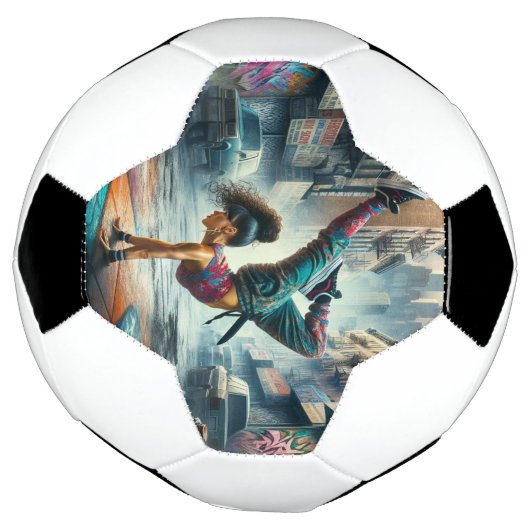 Breakdancer Vrouwen in actie New York silhouet Voetbal (Gedraaid)