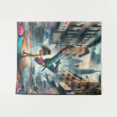 Breakdancer Vrouwen in actie New York silhouet Wandkleed (Voorkant (horizontaal))