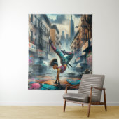 Breakdancer Vrouwen in actie New York silhouet Wandkleed (In situ)