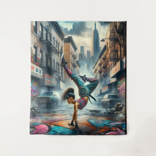 Breakdancer Vrouwen in actie New York silhouet Wandkleed (Voorkant)