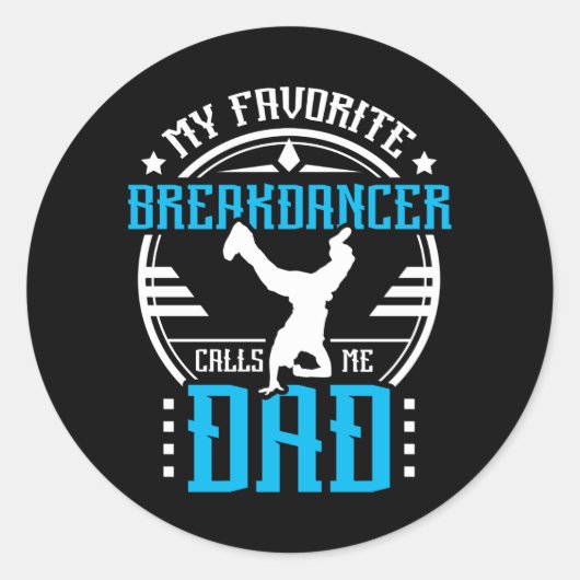 Breakdancing Dad Ronde Sticker (Voorkant)