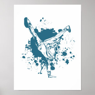 Breakdansende Air Freeze Hip Hop und Funk Poster