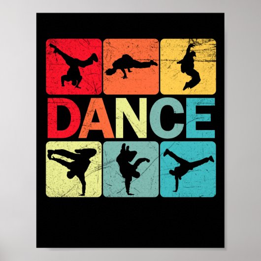 Breakdansende B-Boy Dance Tshirt Breakdans Dancer Poster (Voorkant)