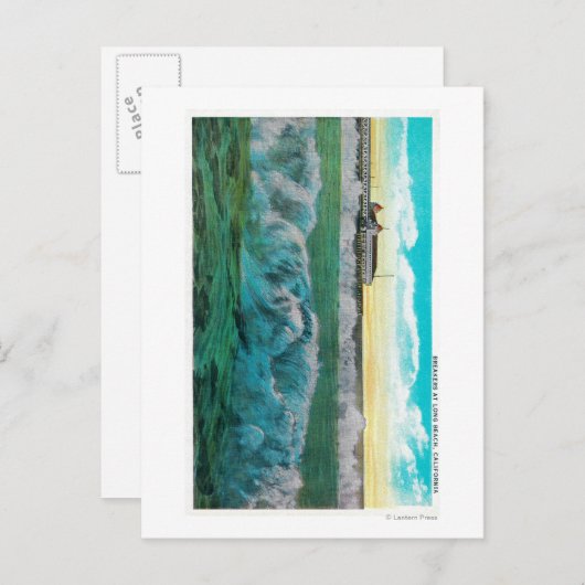 Breakers aan Long Beach, Californië Briefkaart (Voorkant / Achterkant)