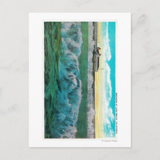 Breakers aan Long Beach, Californië Briefkaart (Voorkant)