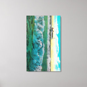 Breakers aan Long Beach, Californië Canvas Afdruk