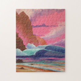 Breakers bij zonsondergang legpuzzel