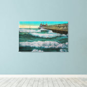 Breakers en plezierbeugelLong Beach, CA Canvas Afdruk (Insitu (Houten vloer))