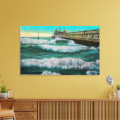 Breakers en plezierbeugelLong Beach, CA Canvas Afdruk (Insitu (Woonkamer))