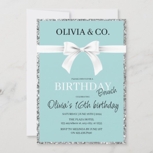 Breakfast at Tiffany's Birthday brunch invitation (Voorkant)