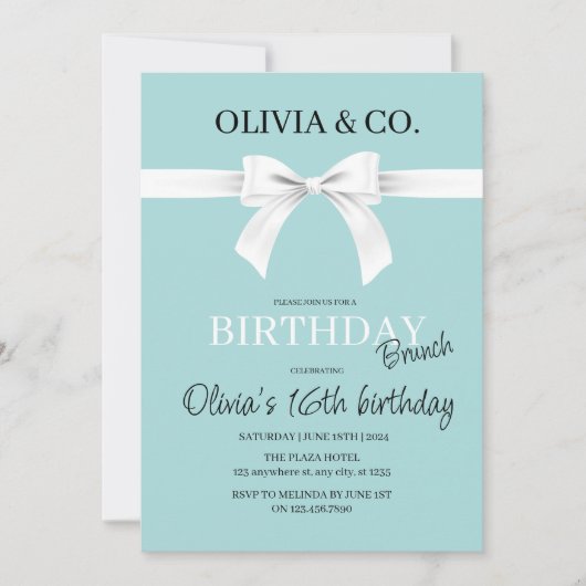 Breakfast at Tiffany's Birthday brunch invitation (Voorkant)