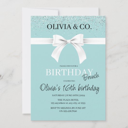 Breakfast at Tiffany's Birthday brunch invitation (Voorkant)