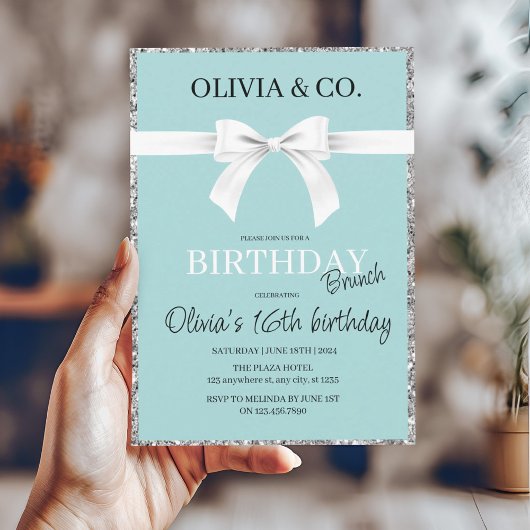 Breakfast at Tiffany's Birthday brunch invitation