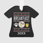 Breakfast Bacon Eggs Juice Ugly KerstSweater Ornament (voorkant)