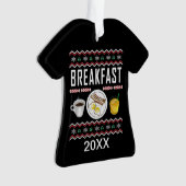 Breakfast Bacon Eggs Juice Ugly KerstSweater Ornament (voorkant)