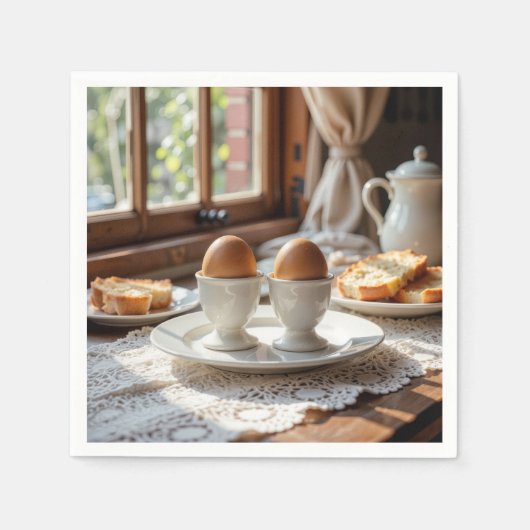 Breakfast Brown Eggs In Egg Cups Servet (Voorkant)