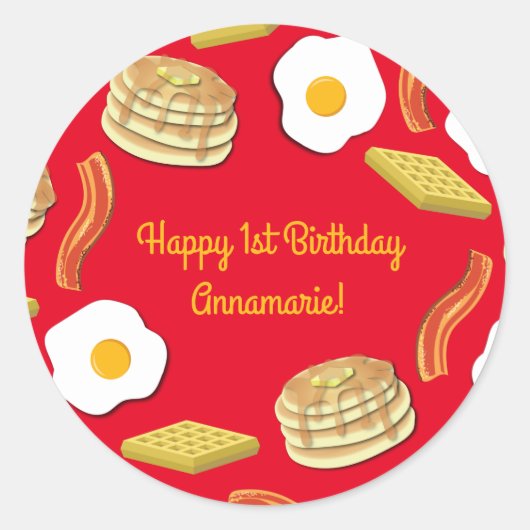 Breakfast Brunch Birthday Party Kinder Ronde Sticker (Voorkant)
