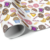 Breakfast Brunch Food Bagel Donut Toast Eggs Bacon Cadeaupapier (Rol Hoek)