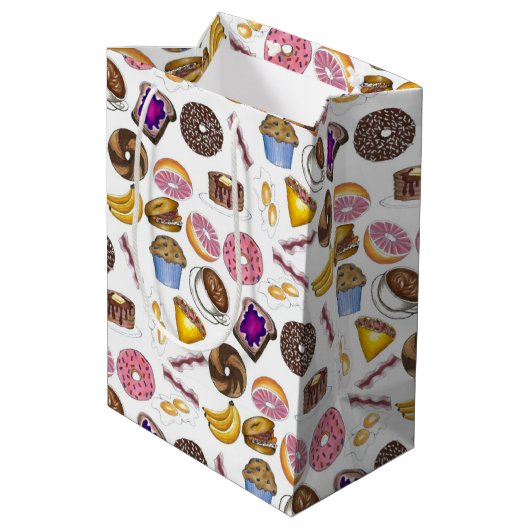 Breakfast Brunch Food Bagel Donut Toast Eggs Bacon Medium Cadeauzakje (Achterkant Gekanteld)