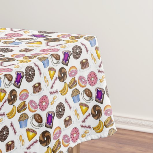 Breakfast Brunch Food Bagel Donut Toast Eggs Bacon Tafelkleed (Voorbeeld)