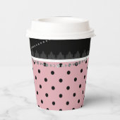 Breakfast & Brunch roze & black polka damask Papieren Bekers (Achterkant)