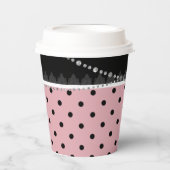 Breakfast & Brunch roze & black polka damask Papieren Bekers (Voorkant)