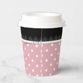 Breakfast & Brunch roze & white polka damask Papieren Bekers (Rechts)