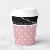 Breakfast & Brunch roze & white polka damask Papieren Bekers (Voorkant)