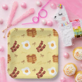 Breakfast Brunch Theme Bacon Eggs Pancakes Pattern Papieren Bordje (Feest)