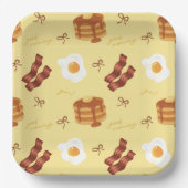 Breakfast Brunch Theme Bacon Eggs Pancakes Pattern Papieren Bordje (Voorkant)