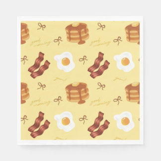 Breakfast Brunch Theme Bacon Eggs Pancakes Pattern Servet