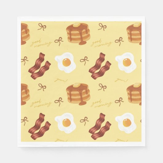 Breakfast Brunch Theme Bacon Eggs Pancakes Pattern Servet (Voorkant)