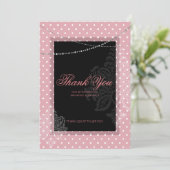 Breakfast en brunch roze en witte polka dots kaart (Staand voorkant)