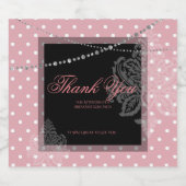 Breakfast en brunch roze en witte polka dots sparkling wijnetiket (Enkel label)