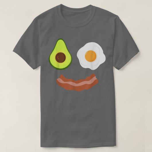 Breakfast Face Avocado Fried Bacon Grin T-shirt (Design voorkant)