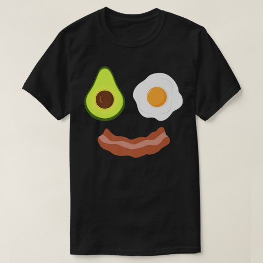 Breakfast Face Avocado Fried Bacon Grin T-shirt (Design voorkant)