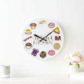 Breakfast Foods Eggs Bacon Donut Coffee Kitchen Grote Klok (Huis)