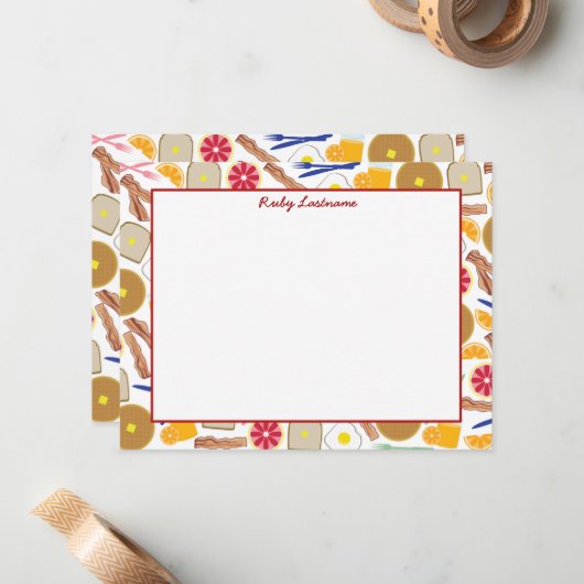 Breakfast Foods Flat Notecards Notitiekaartje (Voorkant / Achterkant in situ)