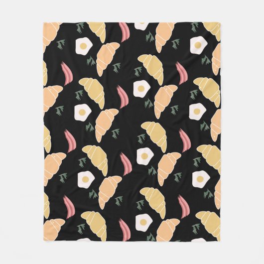 Breakfast Ham en Cilantro Eggs op een croissant Fleece Deken (Voorkant)